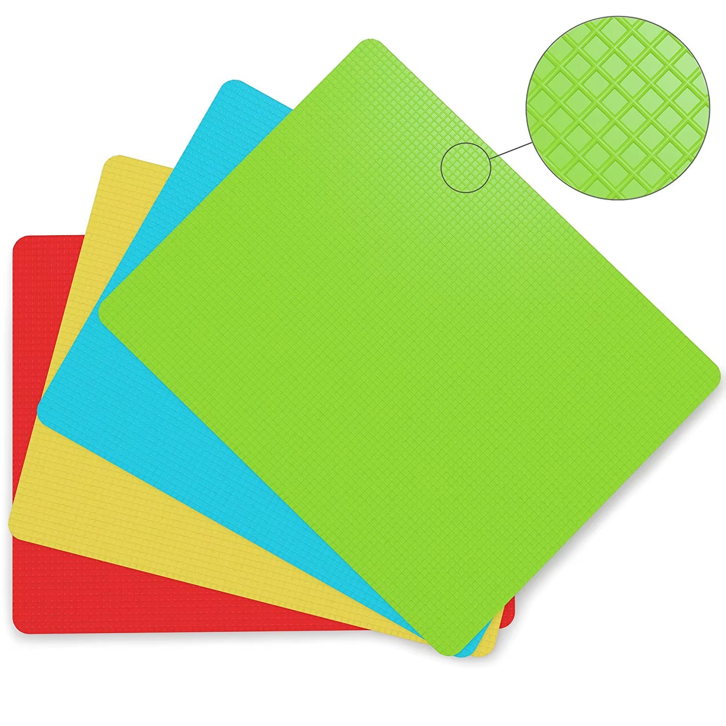 Flexible Plastic Non-Slip Chopping Block - Cutting Board - Cutting Mats with Food Icons Kitchen Tools (Set of 4) 15"X 12"