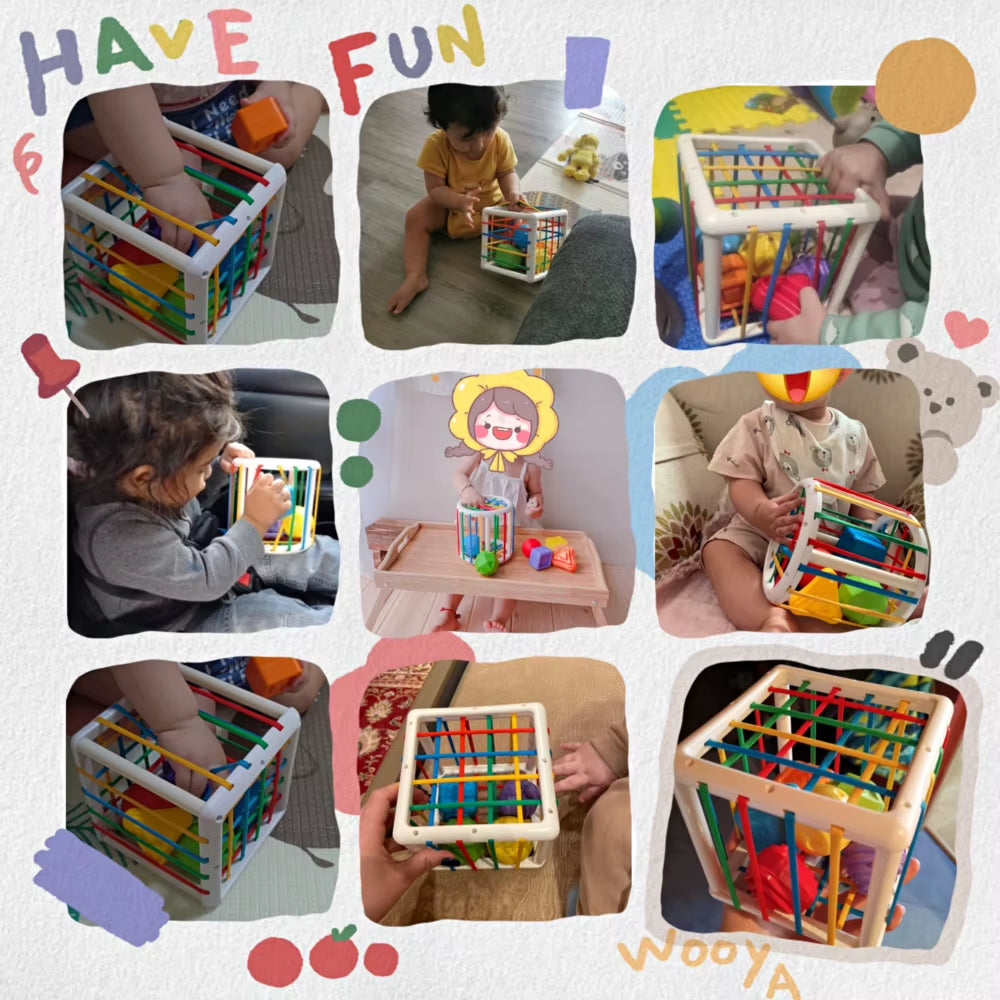 Colorful Shape Blocks Sorting Game Baby Montessori Learning Educational Toys for Children Bebe Birth 0 12 Months Gift Juguetes