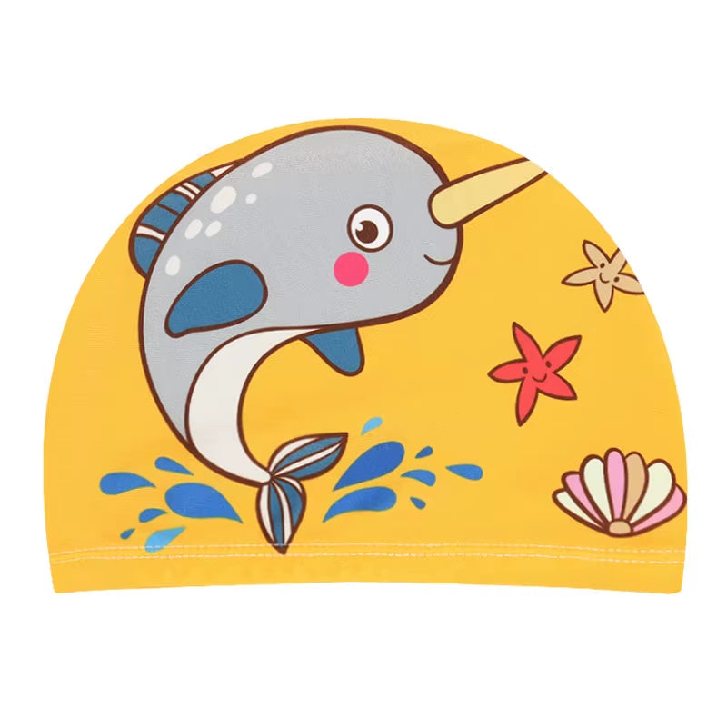 Children Cartoon Swimming Cap Kids Elastic Fabric Swiming Pool Water Sport Protect Ears Hat Swim Bathing Hats Caps Boys Girls