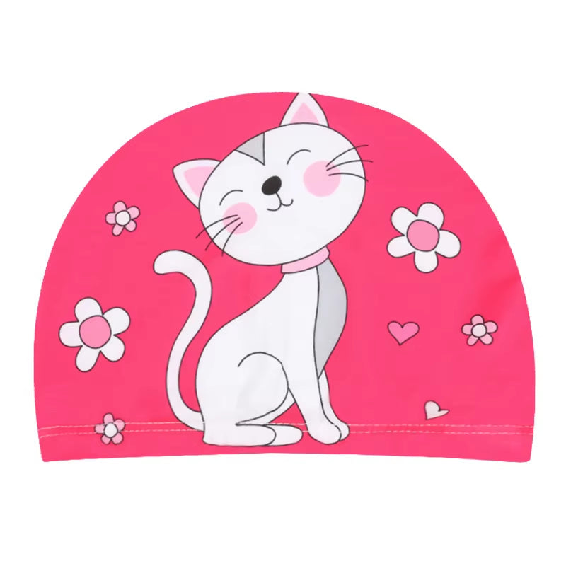 Children Cartoon Swimming Cap Kids Elastic Fabric Swiming Pool Water Sport Protect Ears Hat Swim Bathing Hats Caps Boys Girls