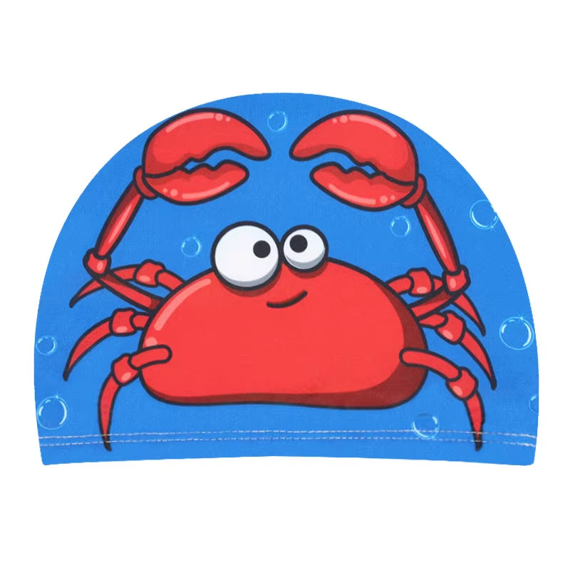 Children Cartoon Swimming Cap Kids Elastic Fabric Swiming Pool Water Sport Protect Ears Hat Swim Bathing Hats Caps Boys Girls