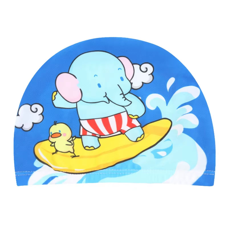 Children Cartoon Swimming Cap Kids Elastic Fabric Swiming Pool Water Sport Protect Ears Hat Swim Bathing Hats Caps Boys Girls