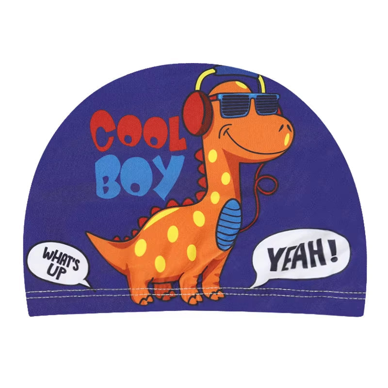 Children Cartoon Swimming Cap Kids Elastic Fabric Swiming Pool Water Sport Protect Ears Hat Swim Bathing Hats Caps Boys Girls