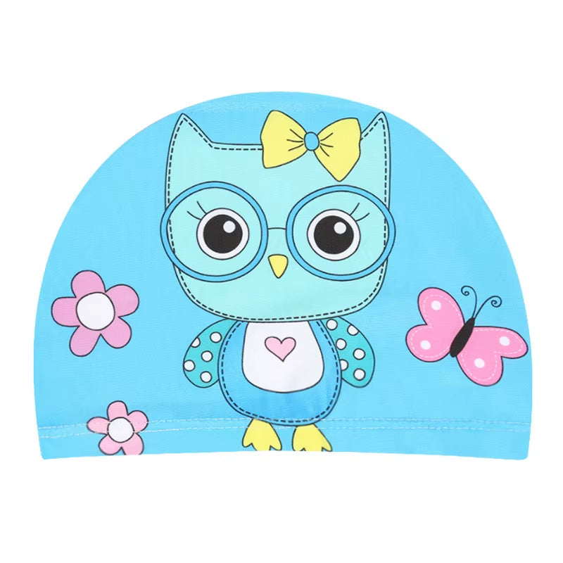 Children Cartoon Swimming Cap Kids Elastic Fabric Swiming Pool Water Sport Protect Ears Hat Swim Bathing Hats Caps Boys Girls
