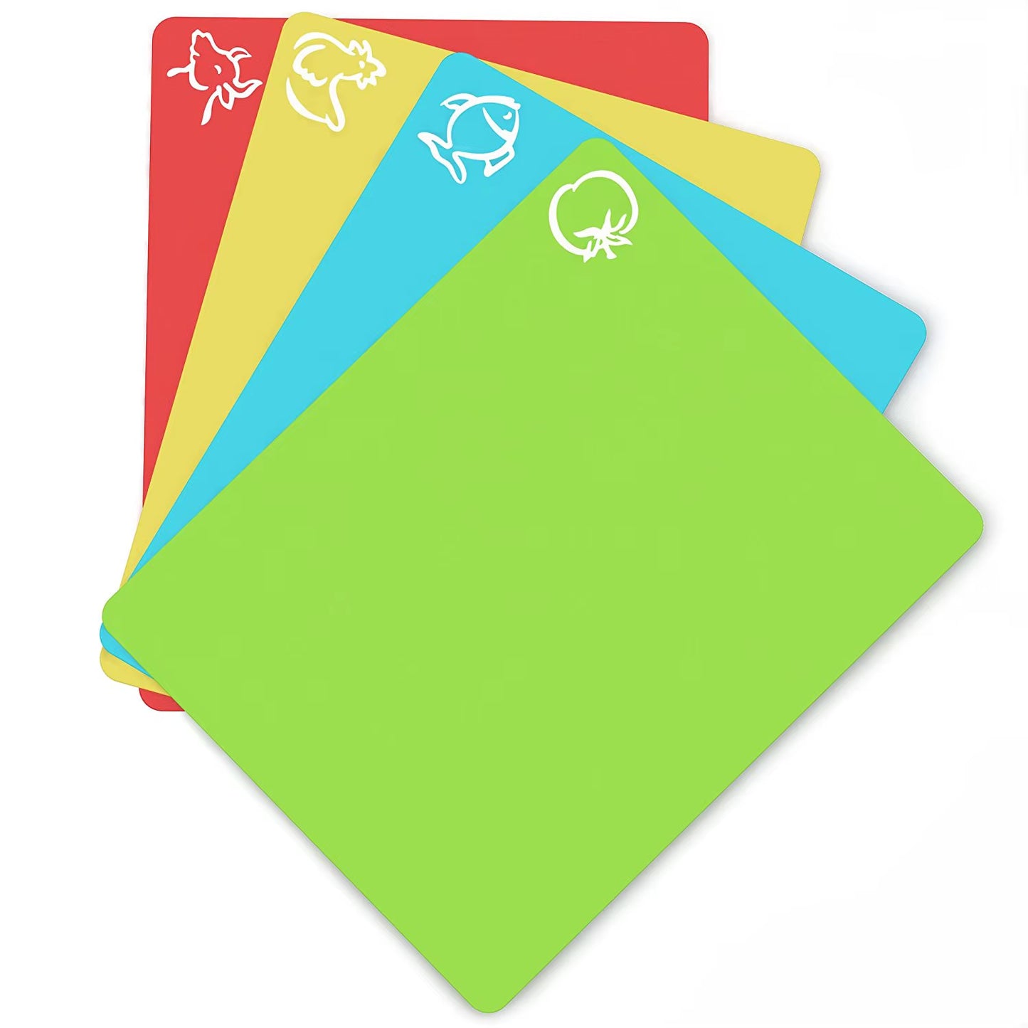 Flexible Plastic Non-Slip Chopping Block - Cutting Board - Cutting Mats with Food Icons Kitchen Tools (Set of 4) 15"X 12"