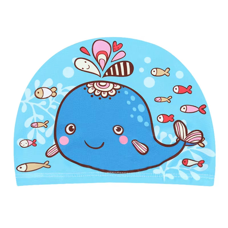 Children Cartoon Swimming Cap Kids Elastic Fabric Swiming Pool Water Sport Protect Ears Hat Swim Bathing Hats Caps Boys Girls