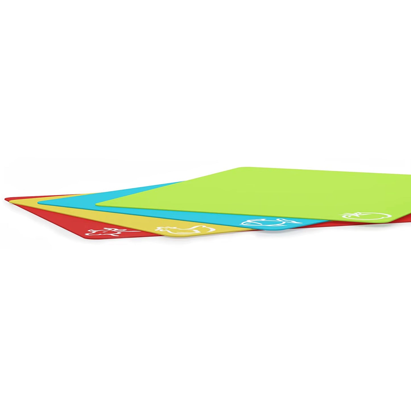 Flexible Plastic Non-Slip Chopping Block - Cutting Board - Cutting Mats with Food Icons Kitchen Tools (Set of 4) 15"X 12"
