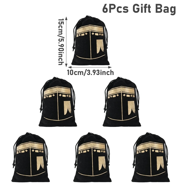 6Pcs Eid Mubarak Candy Sack Muslim Islamic Ramadan Kareem Iftar Party Happy Al-Adha Kid Boy Girl Friend Family Present Gift Bags