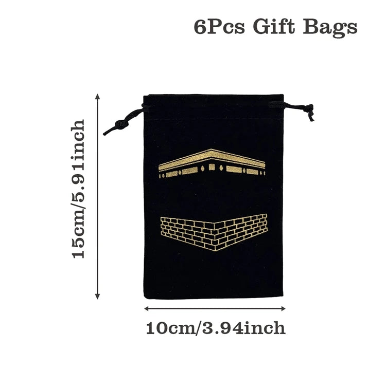 6Pcs Eid Mubarak Candy Sack Muslim Islamic Ramadan Kareem Iftar Party Happy Al-Adha Kid Boy Girl Friend Family Present Gift Bags