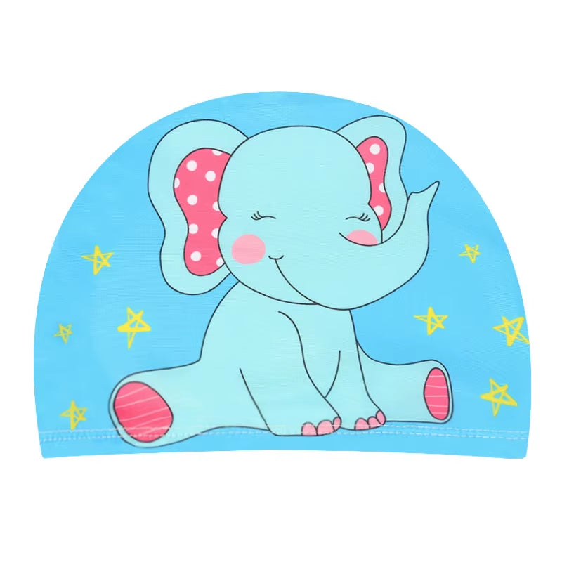 Children Cartoon Swimming Cap Kids Elastic Fabric Swiming Pool Water Sport Protect Ears Hat Swim Bathing Hats Caps Boys Girls