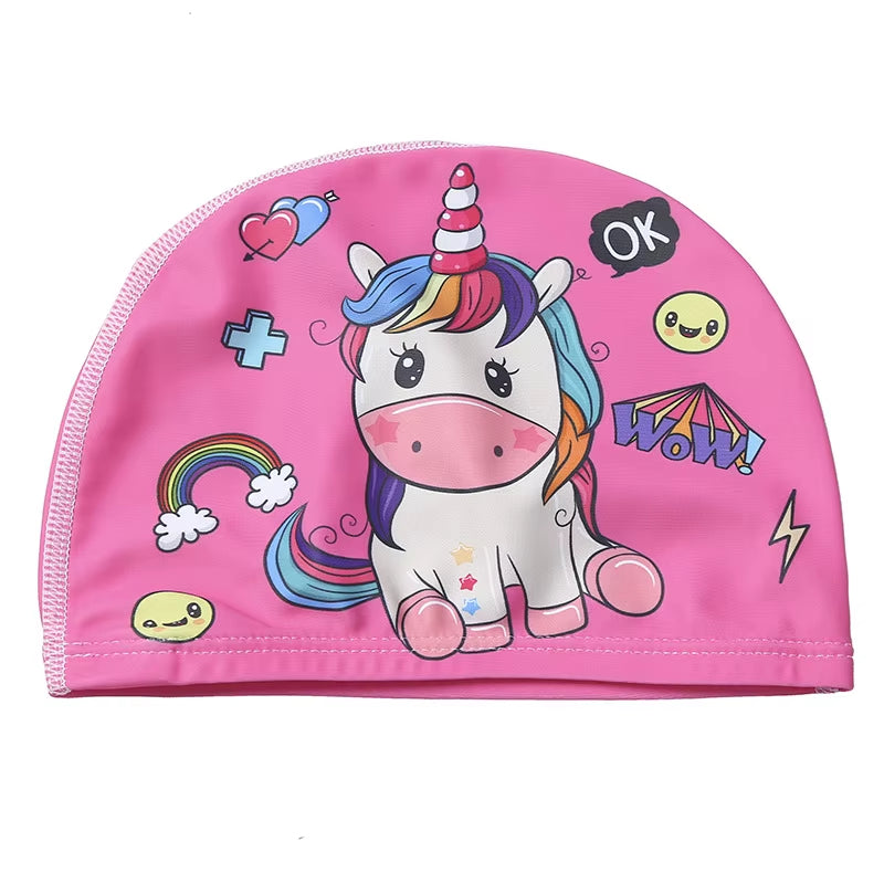 Children Cartoon Swimming Cap Kids Elastic Fabric Swiming Pool Water Sport Protect Ears Hat Swim Bathing Hats Caps Boys Girls