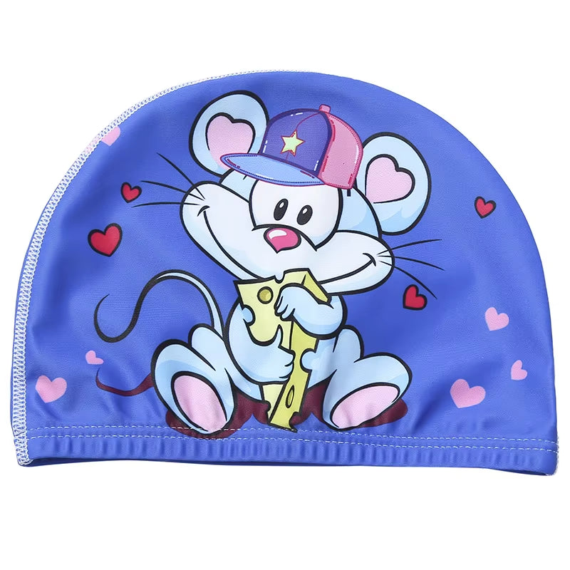 Children Cartoon Swimming Cap Kids Elastic Fabric Swiming Pool Water Sport Protect Ears Hat Swim Bathing Hats Caps Boys Girls