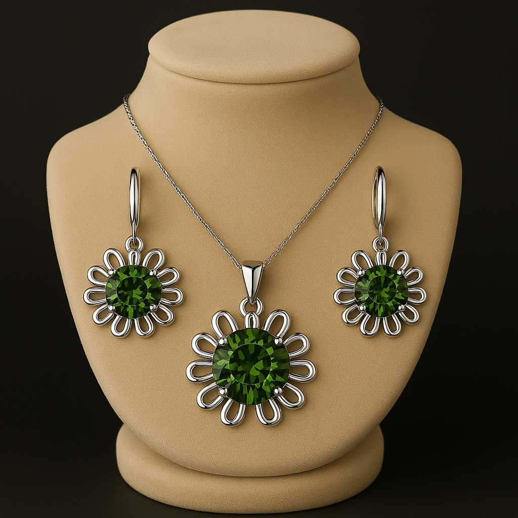 Elegant 925 Sterling Silver Wedding Jewelry Set – Necklace & Hoop Earrings