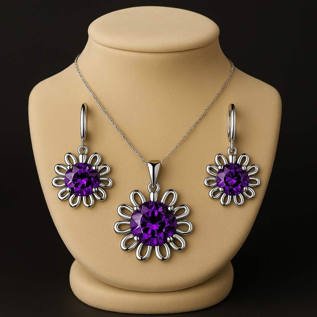 Elegant 925 Sterling Silver Wedding Jewelry Set – Necklace & Hoop Earrings