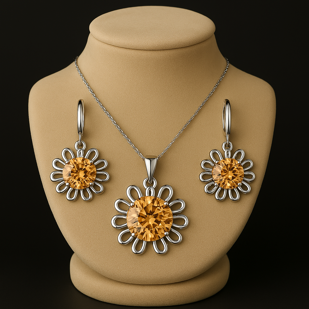 Elegant 925 Sterling Silver Wedding Jewelry Set – Necklace & Hoop Earrings