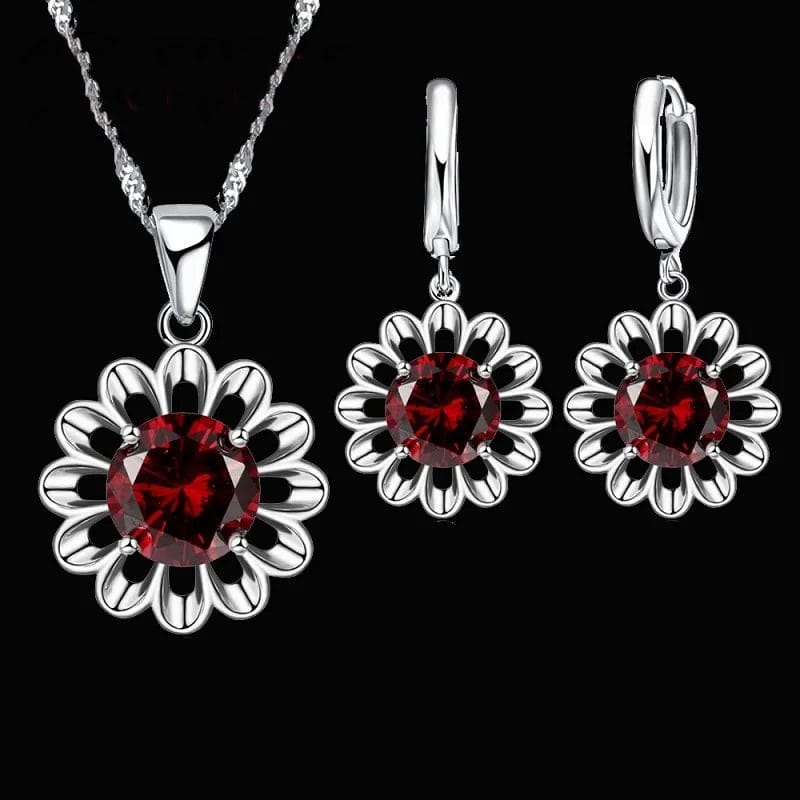 Elegant 925 Sterling Silver Wedding Jewelry Set – Necklace & Hoop Earrings