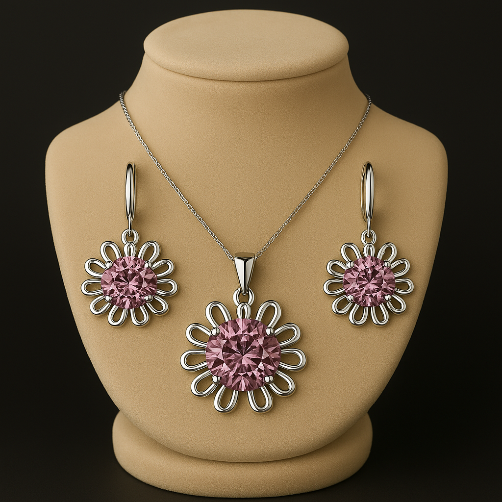 Elegant 925 Sterling Silver Wedding Jewelry Set – Necklace & Hoop Earrings