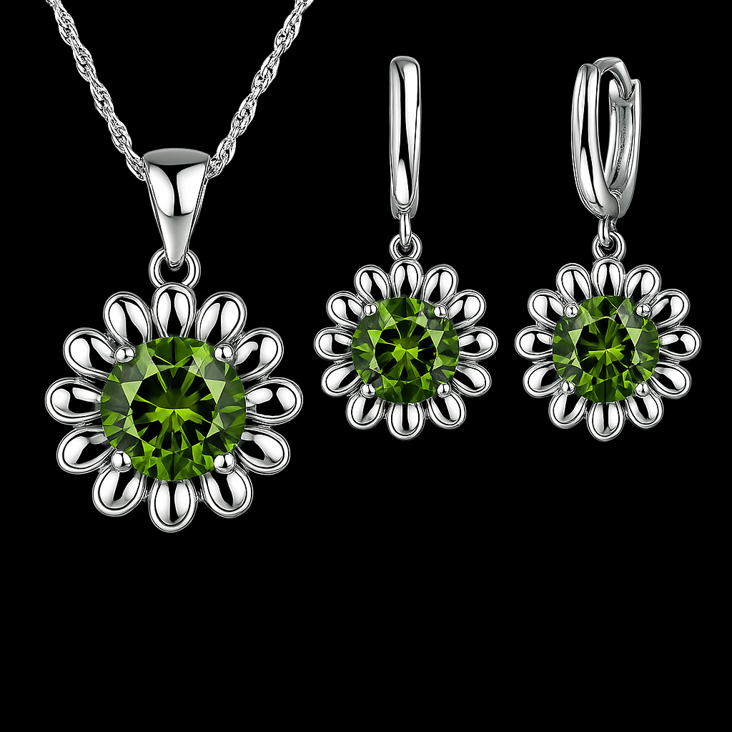 Elegant 925 Sterling Silver Wedding Jewelry Set – Necklace & Hoop Earrings