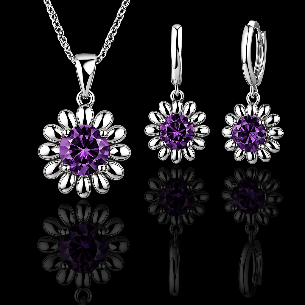 Elegant 925 Sterling Silver Wedding Jewelry Set – Necklace & Hoop Earrings
