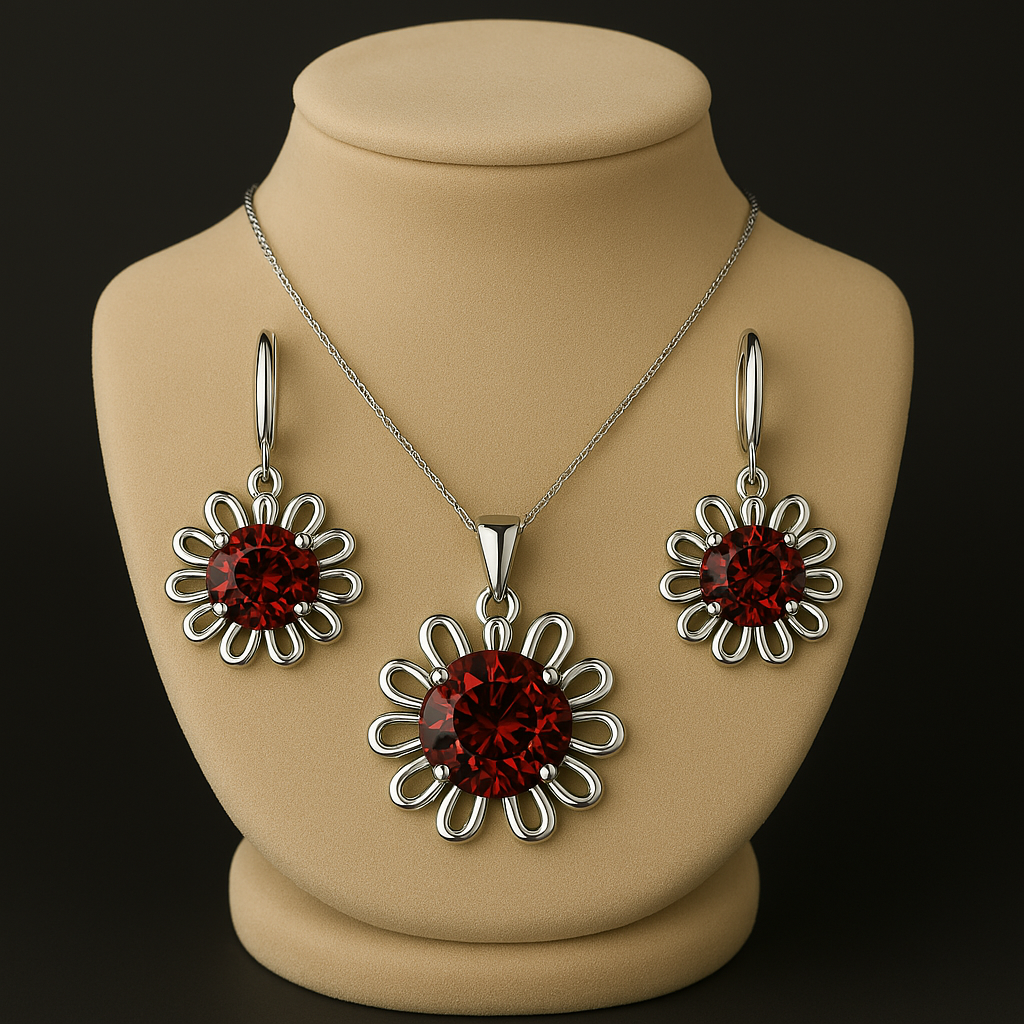 Elegant 925 Sterling Silver Wedding Jewelry Set – Necklace & Hoop Earrings