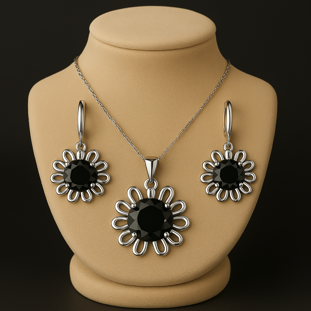 Elegant 925 Sterling Silver Wedding Jewelry Set – Necklace & Hoop Earrings