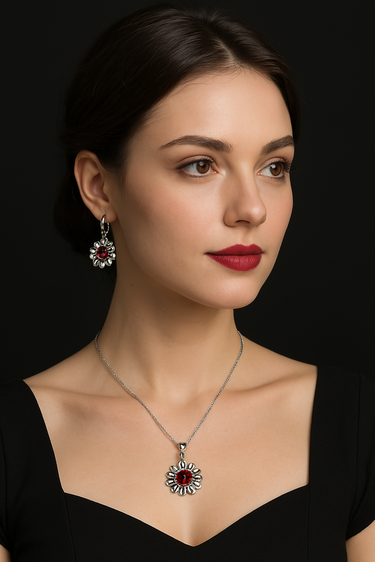 Elegant 925 Sterling Silver Wedding Jewelry Set – Necklace & Hoop Earrings