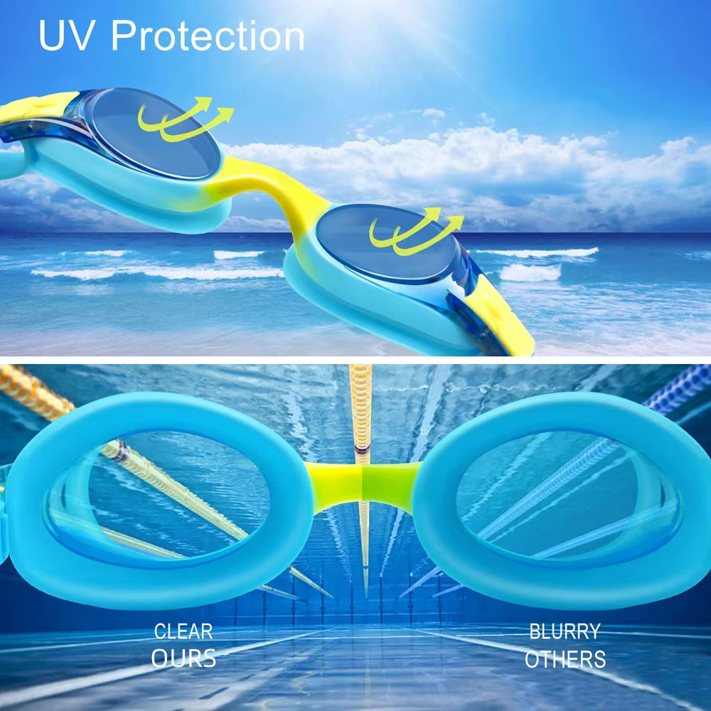Swimming Goggles for Kids Youth Age 3-14 Years Old Anti-Fog 100% UV Protection Clear Vision No Leaking Quick Adjustable Strap