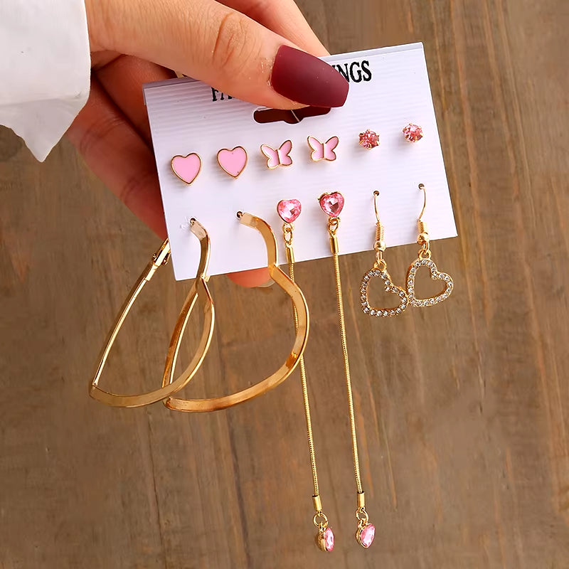 Gold Vintage Pearl Earrings Set for Women
