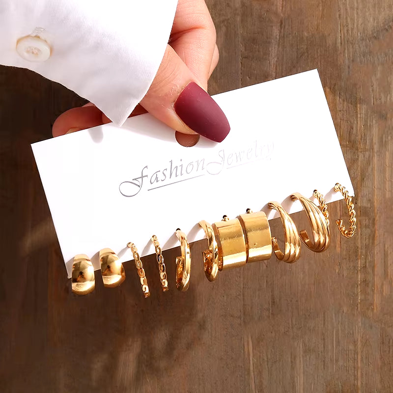 Gold Vintage Pearl Earrings Set for Women