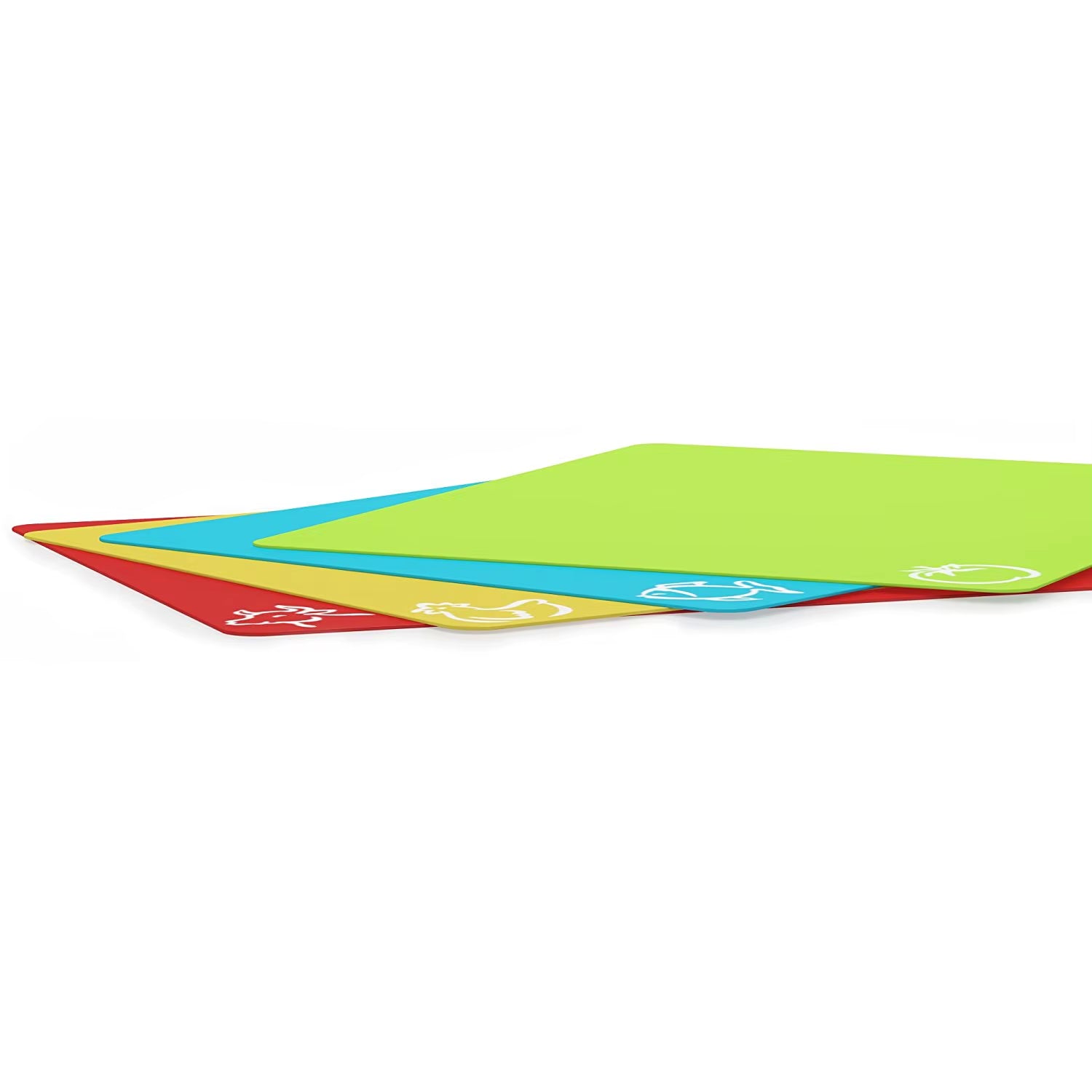 Flexible Plastic Non-Slip Chopping Block - Cutting Board - Cutting Mats with Food Icons Kitchen Tools (Set of 4) 15"X 12"