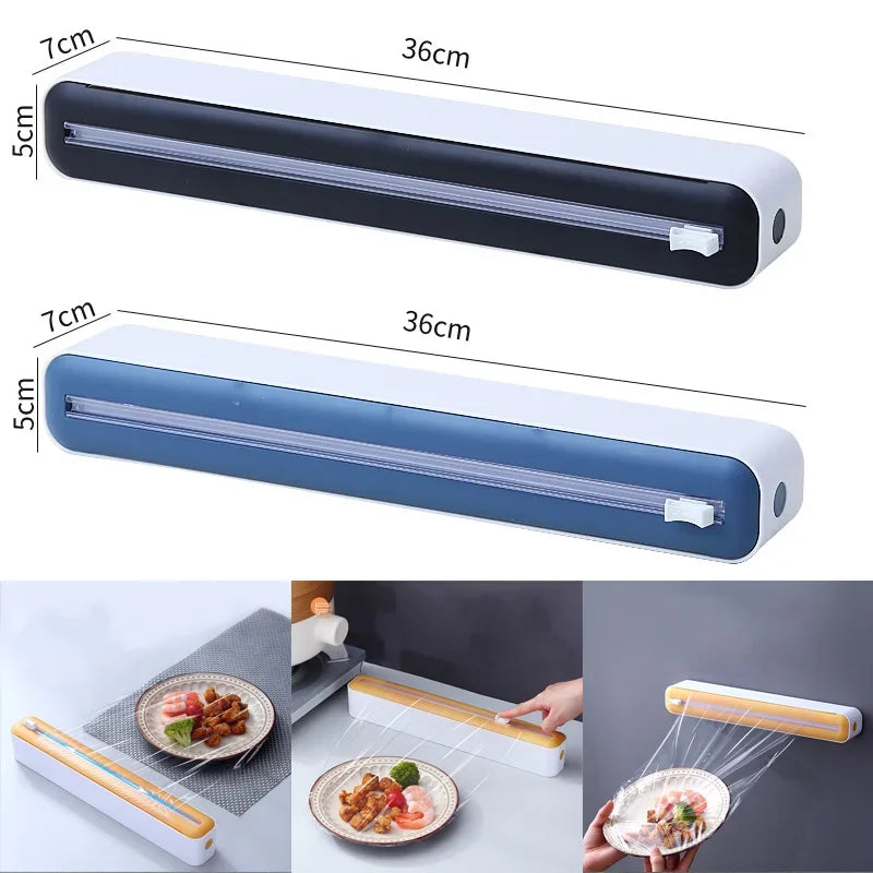 2-in-1 Magnetic Food Wrap Dispenser with Cutter