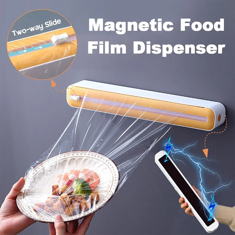 2-in-1 Magnetic Food Wrap Dispenser with Cutter