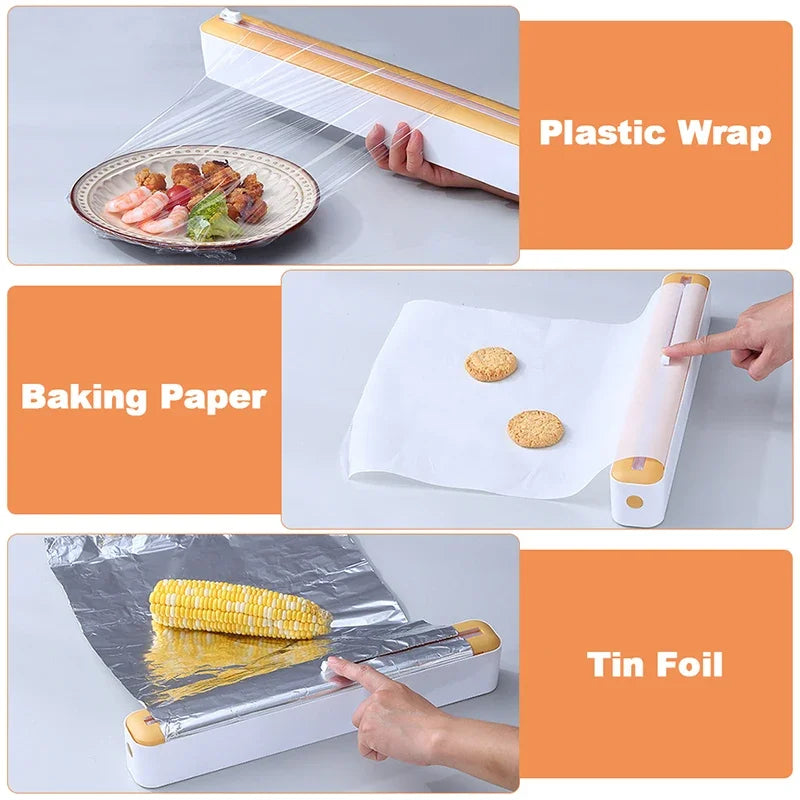 2-in-1 Magnetic Food Wrap Dispenser with Cutter