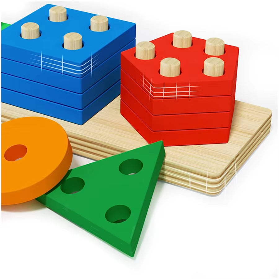 Montessori Wooden Sorting Stacking Toys Puzzle for Toddlers and Kids Preschool Fine Motor Skill Toy for 1 Years