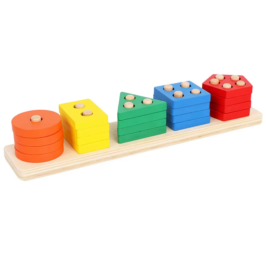 Montessori Wooden Sorting Stacking Toys Puzzle for Toddlers and Kids Preschool Fine Motor Skill Toy for 1 Years